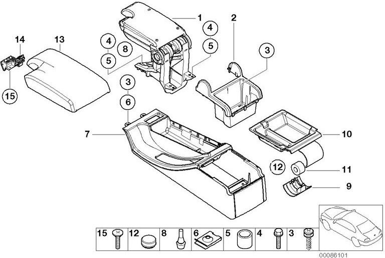 BMW純正アームレストレザーn5im imolarot（51167902745）| 51167902745