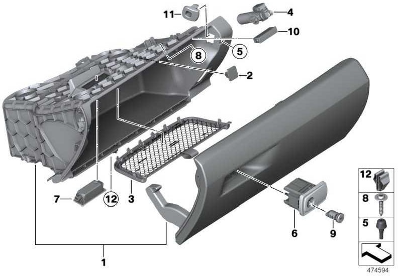 BMW純正グローブボックスレザーブラック/オレンジ（51168057546）| 51168057546