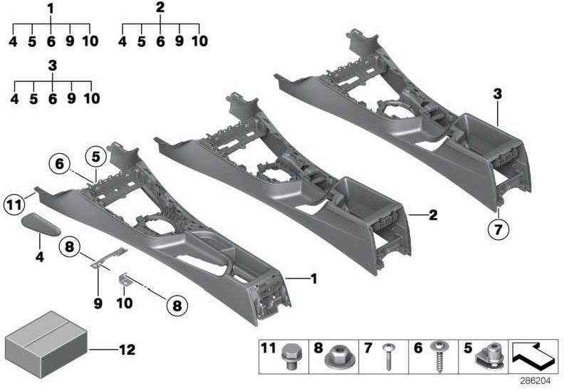 BMW純正Kushion Central Console Schwarz（51168065460）| 51168065460