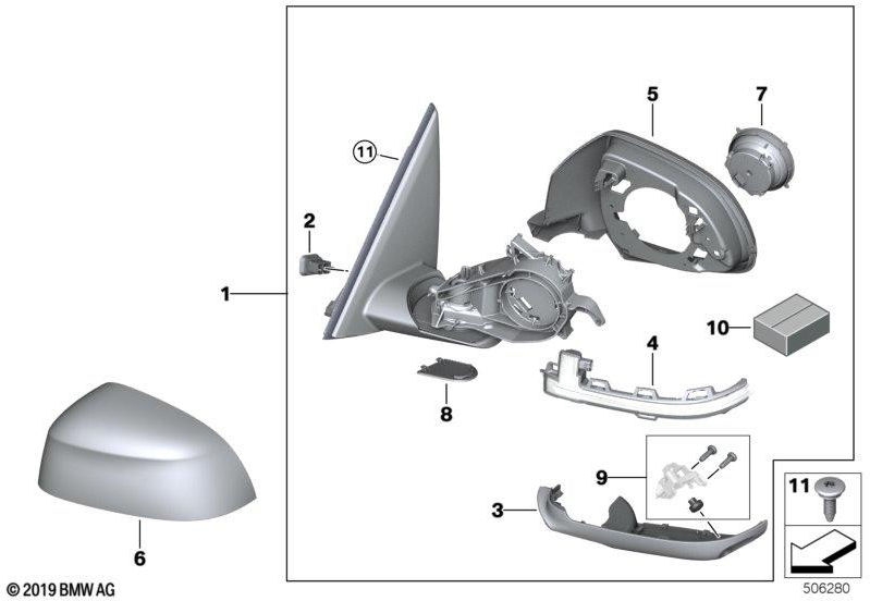 BMW純正外部ミラー加熱メモリバス右（51168491674）| 51168491674