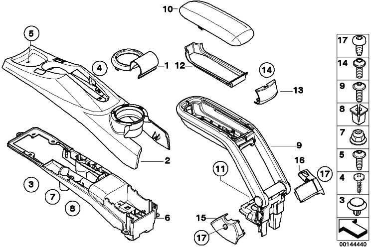 BMW純正Mittel Armrest Decor Anthracite Front Panther Black Mini（51169185104）| 51169185104