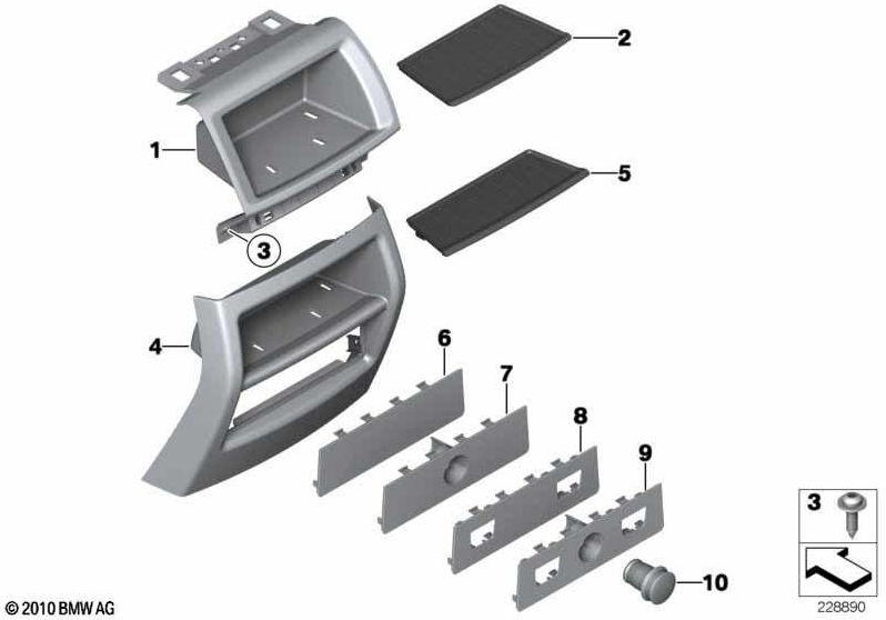 BMW純正挿入マット保管コンパートメントの背面（51169218186）| 51169218186