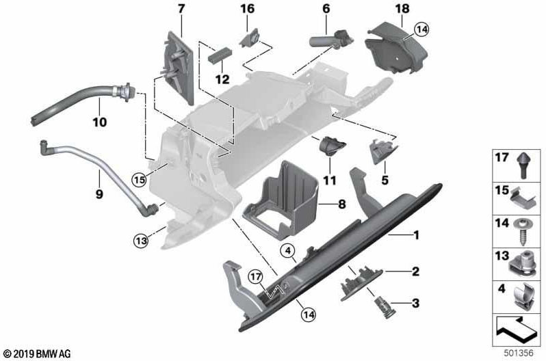 BMW本物の蓋グローブボックスコニャック（51169376117）| 51169376117