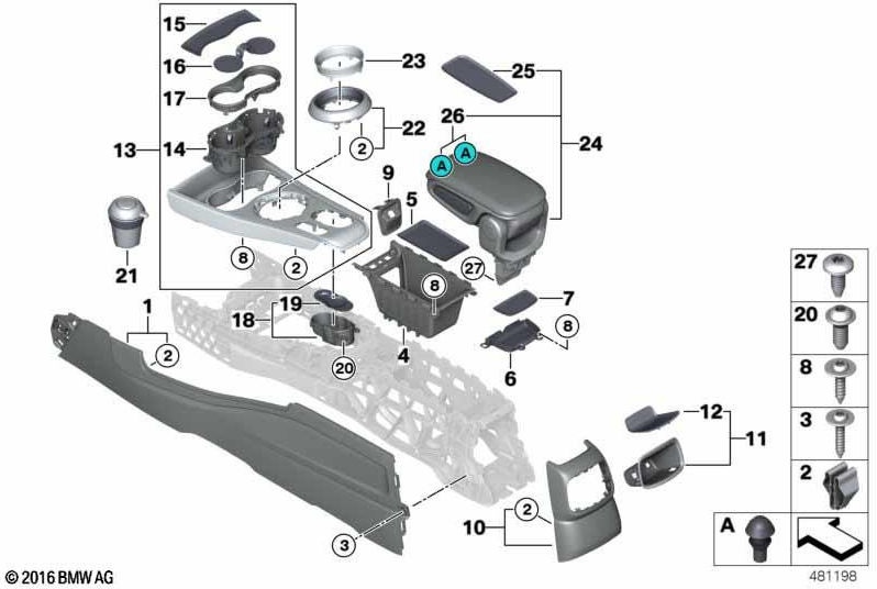 BMW本物のZierring Central Console Chromium（51169381851）| 51169381851