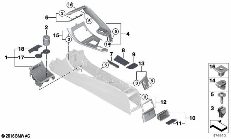 BMW本物のブレンドミッテルコンソールフロント（51169388422）| 51169388422