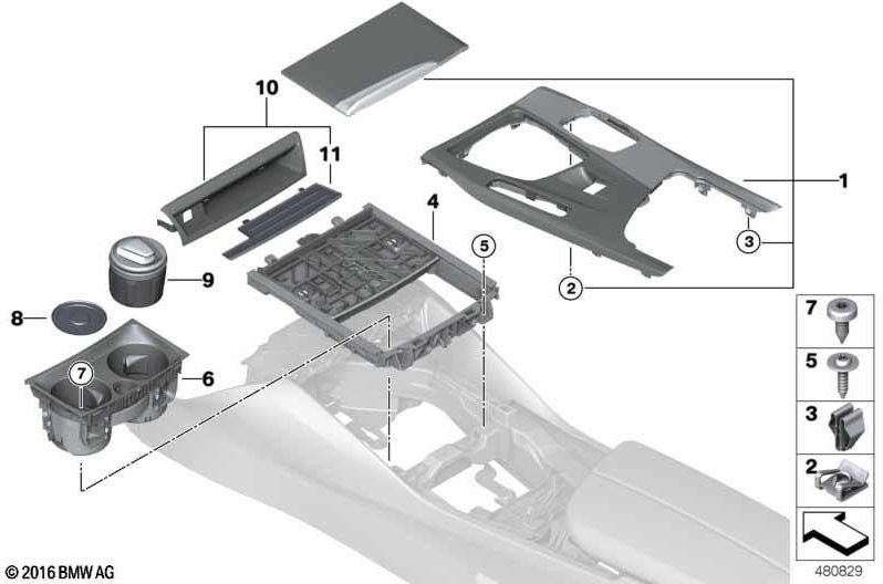 BMW本物のブレンドセンターコンソールナットツリールート（51169391301）| 51169391301