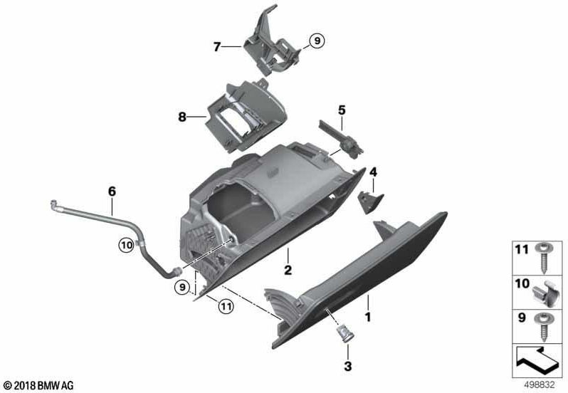 BMW純正蓋グローブボックスブラック（51169472465）| 51169472465