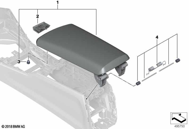BMW本物のセットファーシング要素Mittel Armrest（51169483596）| 51169483596
