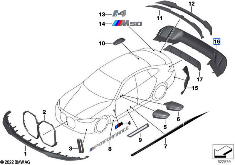 BMW本物のMパフォーマンスアパーチャーブレンドHI。I4G26 | 51195A36857