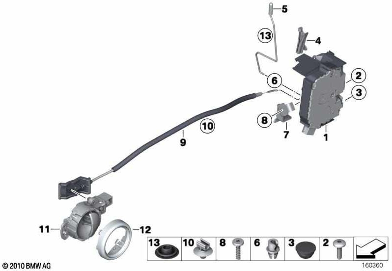 BMW右内の本物のドアオープナー（51212753718）| 51212753718