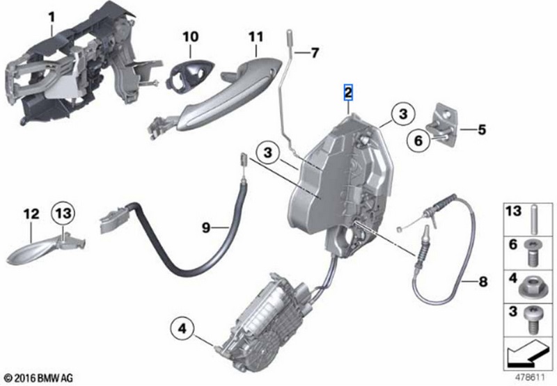 BMW正面の本物の完全なロック（51215A36E22）| 51215A36E22