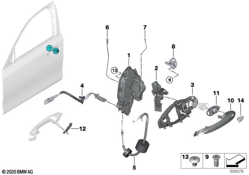 BMW純正操作ロッドドアフロント右（51217432220）| 51217432220