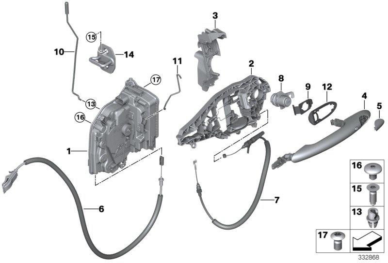 BMW純正ドアアウターグリップ左ベース（51217434529）| 51217434529
