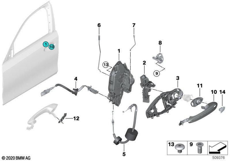 BMW純正操作ロッドドアフロント左（51217446983）| 51217446983