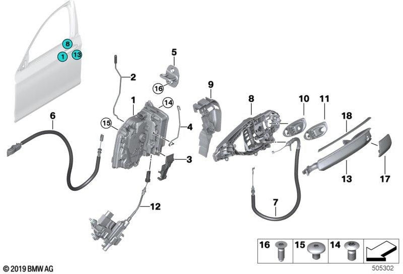 BMW右側にプライミングされた本物のドアハンドル（51217472790）| 51217472790