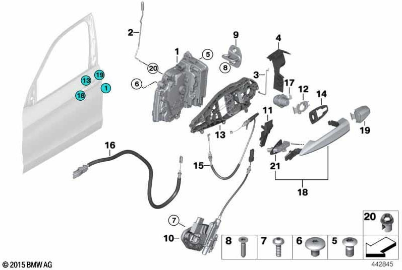 BMW左側にキーを備えた本物のロックシリンダー（51217497225）| 51217497225