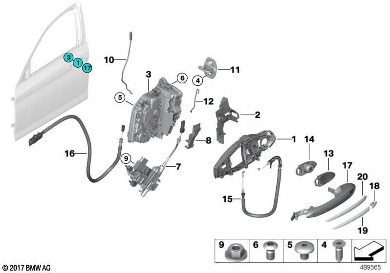 BMW左側の本物のキャリアドアアウターグリップ約（51219881775）| 51219881775