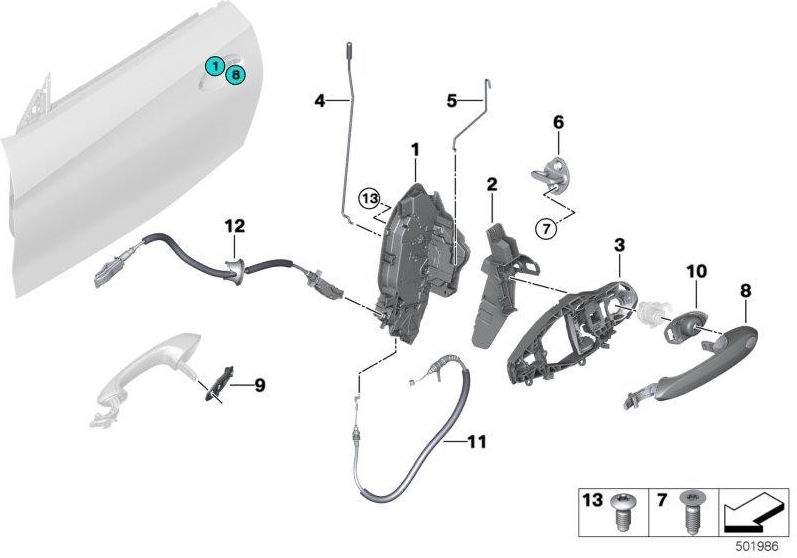 BMW左側の本物のキャリアドアアウターグリップ約（51219881779）| 51219881779