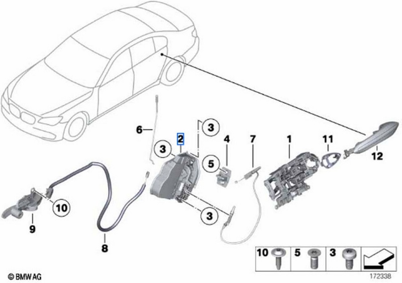 BMW左側の本物の完全なロック（51225A36E15）| 51225A36E15
