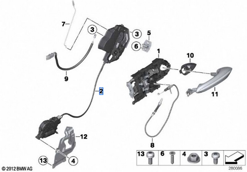 BMW右側の本物の完全なロック（51225A36E52）| 51225A36E52