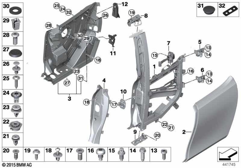 BMW左上の後ろにある本物の閉鎖ブラケット（51227266739）| 51227266739