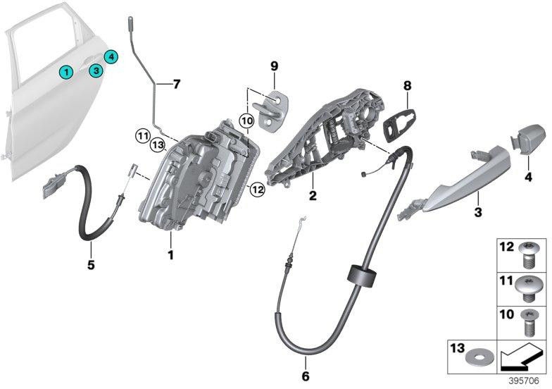 BMW本物のボーデントレインドアオープナー内（51227296419）| 51227296419