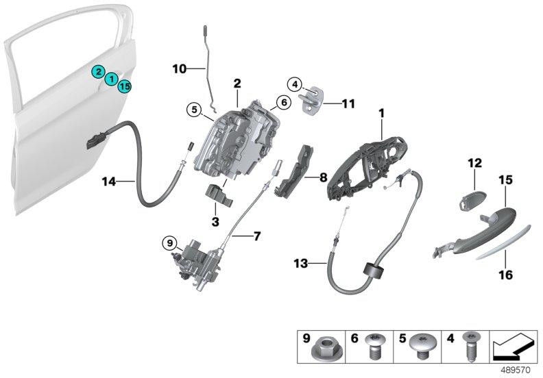 BMW左後部にある本物の操作ロッドドア（51227339467）| 51227339467
