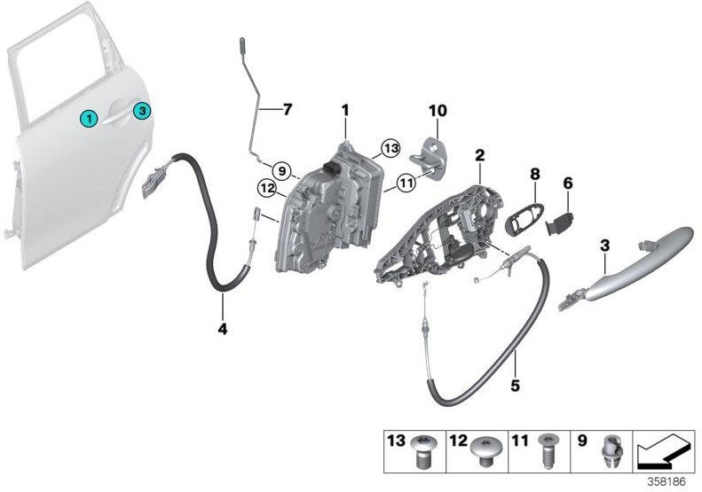 左側のBMW純正アクチュートロッド（51227344143）| 51227344143