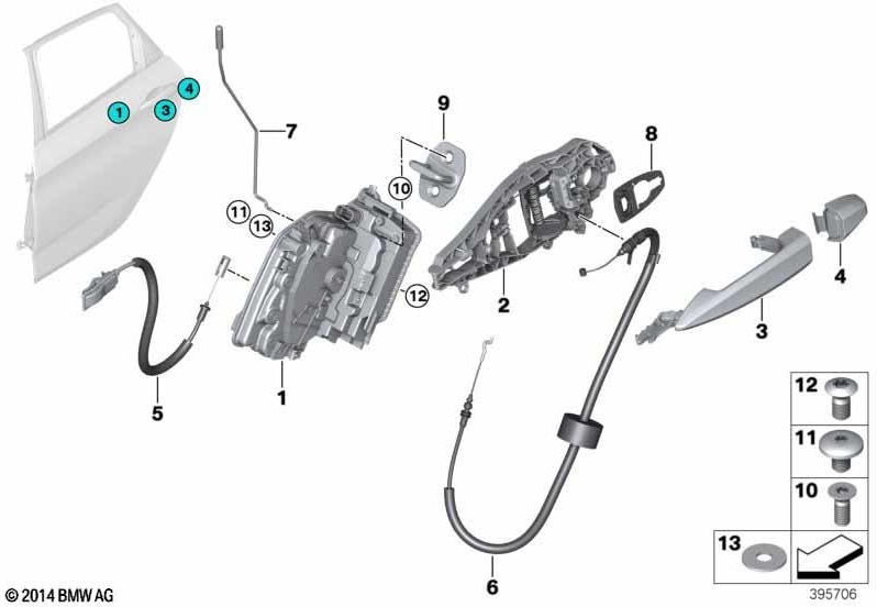 BMW純正ボーデントレインドアオープナー内（51227348814）| 51227348814