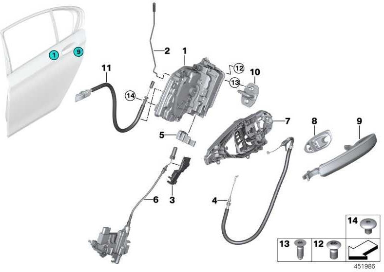 BMW純正操作ロッドドアバック右7er（51227381544）| 51227381544