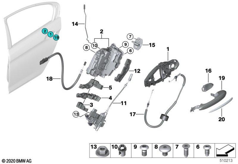 BMW左側の本物のシステムロック（51227477689）| 51227477689