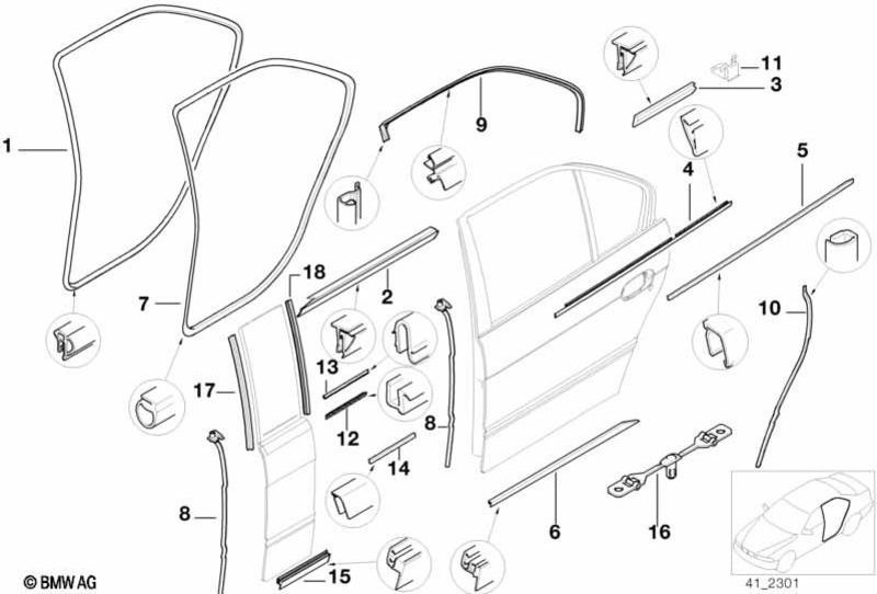 BMW左側の後部にある本物の乳房保釈（51228230477）| 51228230477