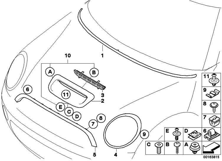 BMW本物のグリッドエアインレットブラックミニ（51232752275）| 51232752275