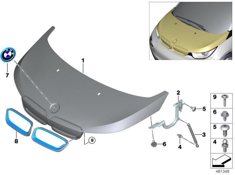 BMW純正Ziergitter Front Left Black（51237955387）| 51237955387