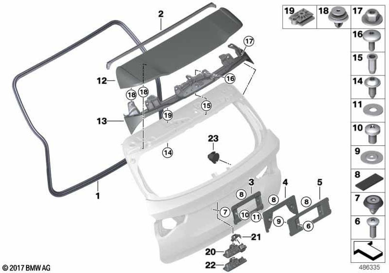 BMW本物のボタンテールゲートRFK（51247405634）| 51247405634