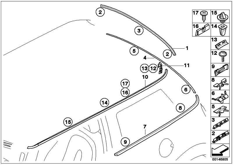 BMW右ミニの外側の本物のクリップ（51317051526）| 51317051526