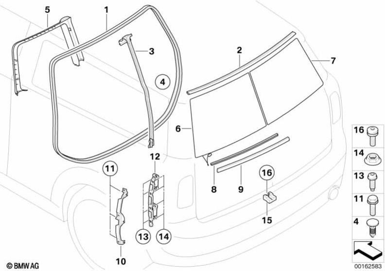 BMW本物のリアウィンドウブラック右（51317167456）| 51317167456