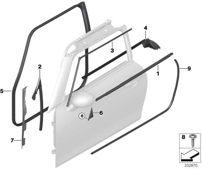 BMW左ミニに本物のシールAピラー（5133729997）| 5133729997