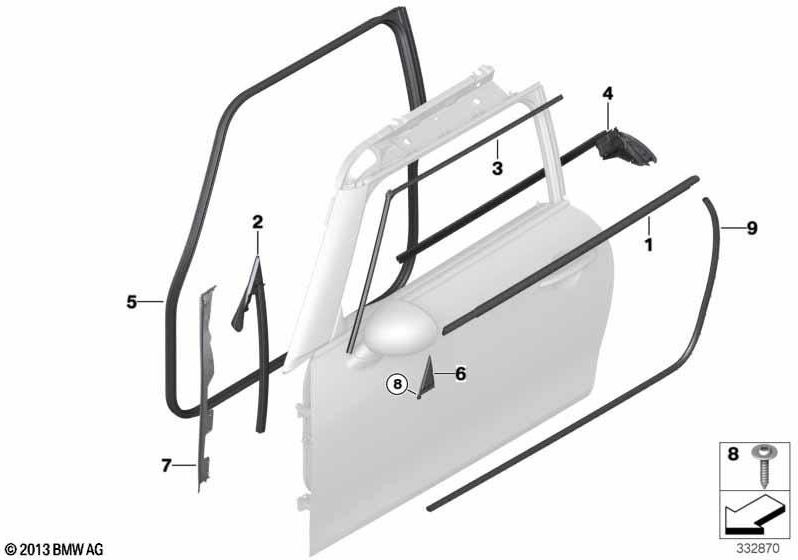 BMW本物のシールAピラー右（51337299998）| 5133729998