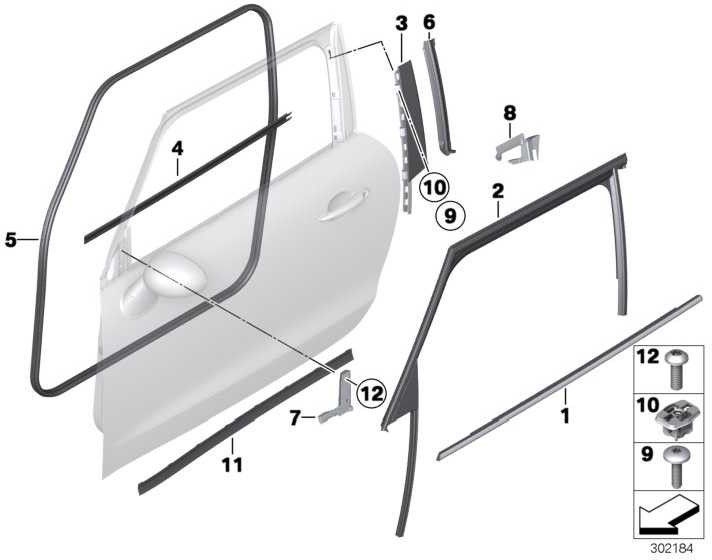 BMWフロントミニの本物のドアシール（51339812034）| 51339812034