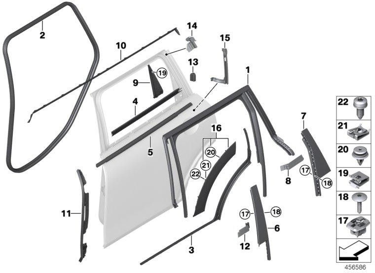 BMW純正絞りBピラードアバック右（51357344194）| 51357344194