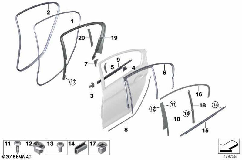 BMW右側のSSR（51357384942）にある本物のカバーウィンドウフレーム| 51357384942