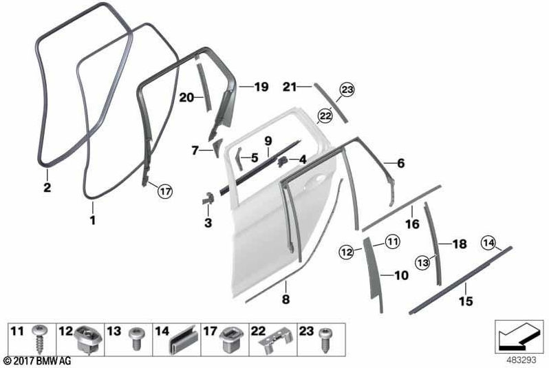 BMW右側のSSR（51357385072）にある本物のカバーウィンドウフレーム| 51357385072