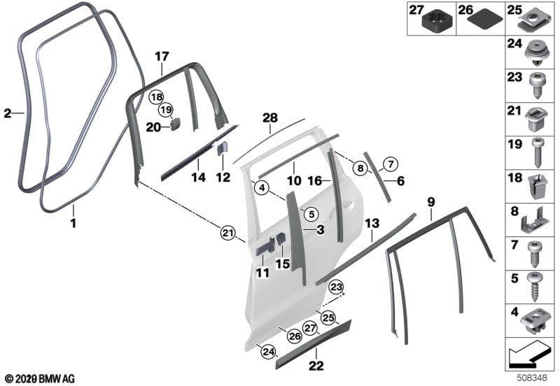 BMW本物のブレンドb-パレンドアバック左SW（51357393437）| 51357393437