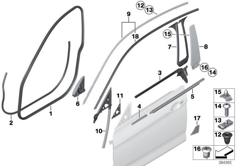 BMW純正ブレンドb-pälenドアフロント左高光沢（51357453303）| 51357453303