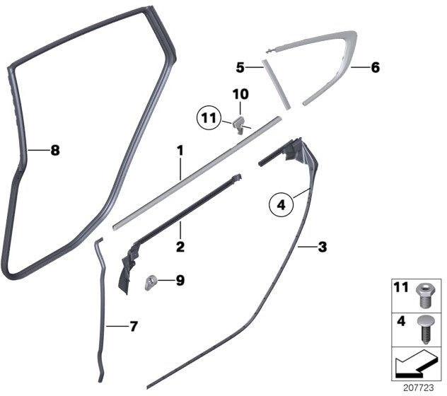 BMW本物のブレンドFugue c-pillar on右（51357453324）| 51357453324