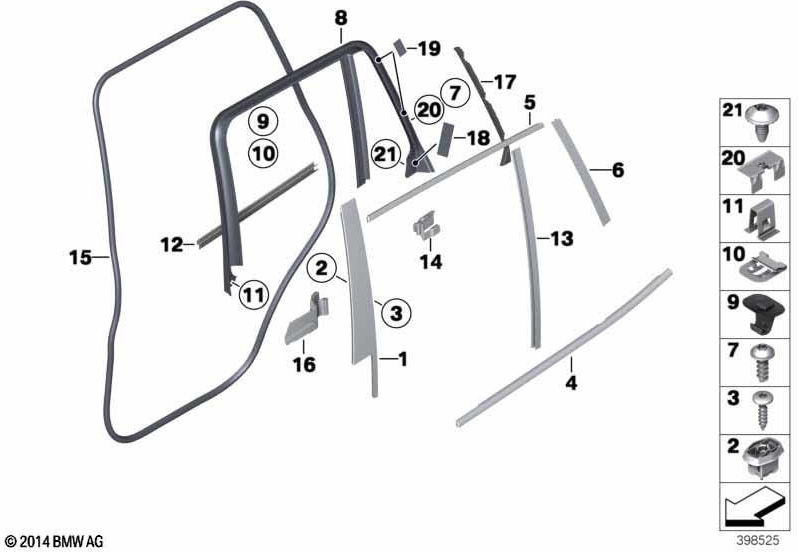 BMW左後部の本物の絞りBピラードア（51357454161）| 51357454161