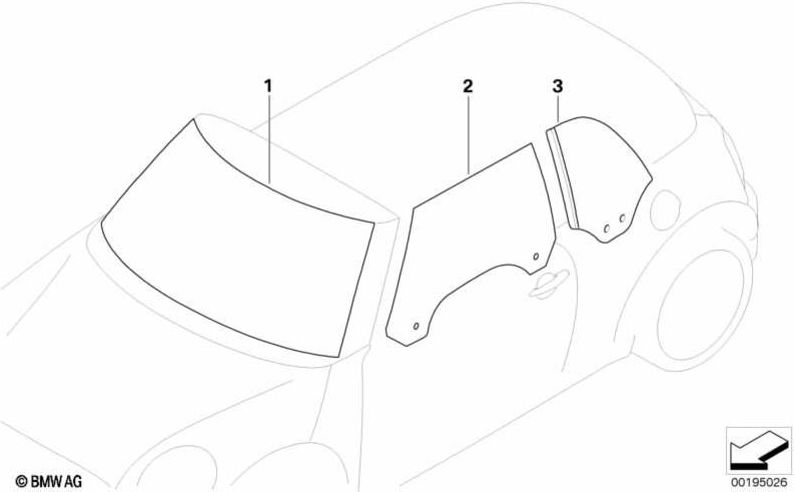 左後部のBMW純正サイドウィンドウ（51372757769）| 51372757769