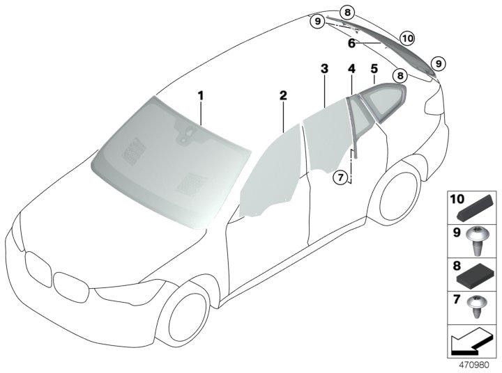 BMW左後部の左SSG/ALUサテンの本物のサイドウィンドウ。 （5137406871）| 51377406871