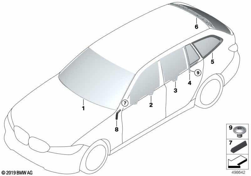 BMW本物のサイドウィンドウがしっかりと左左SSG（51377433995）| 51377433995